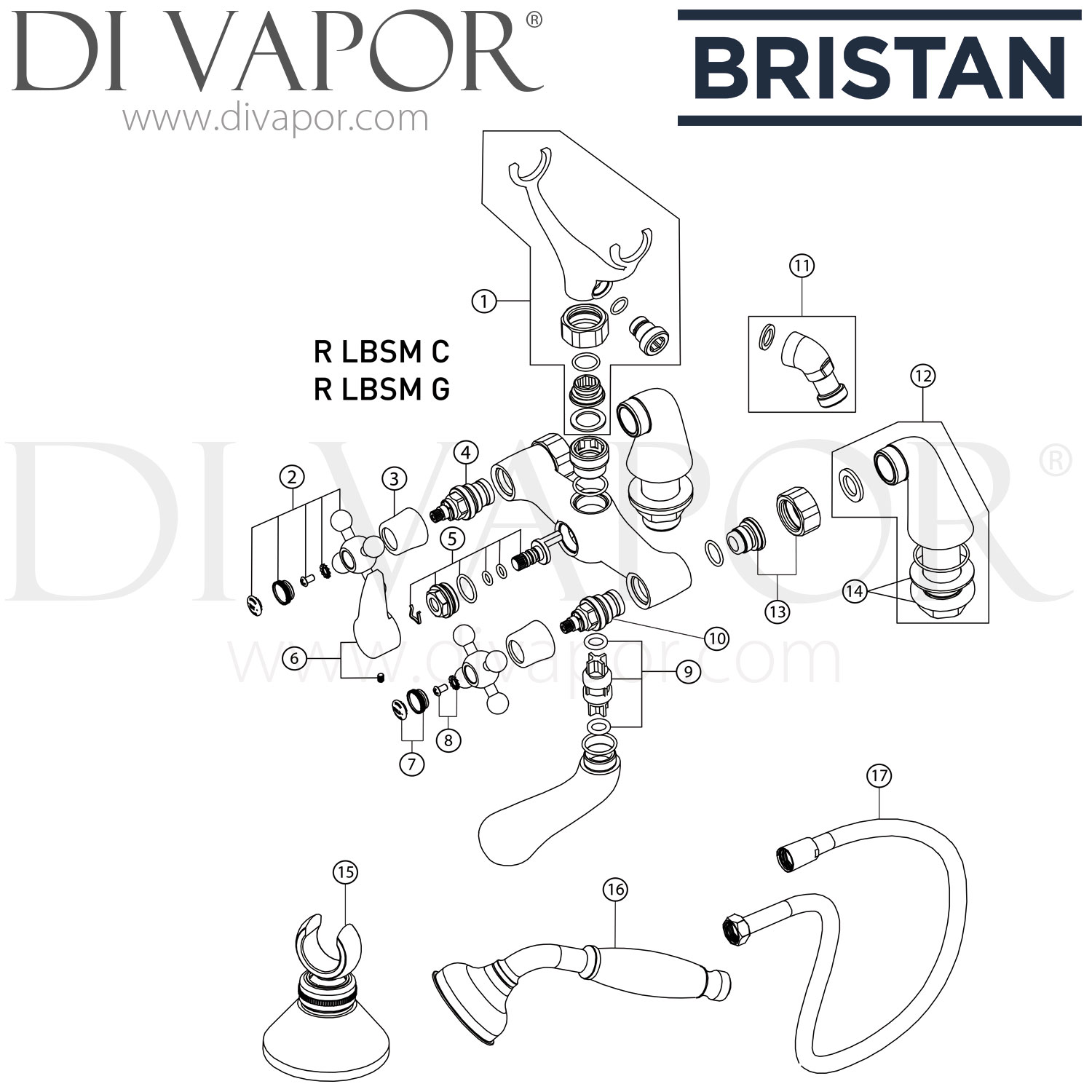 Bristan R LBSM G Regency Luxury Bath Shower Mixer Gold Spare Parts